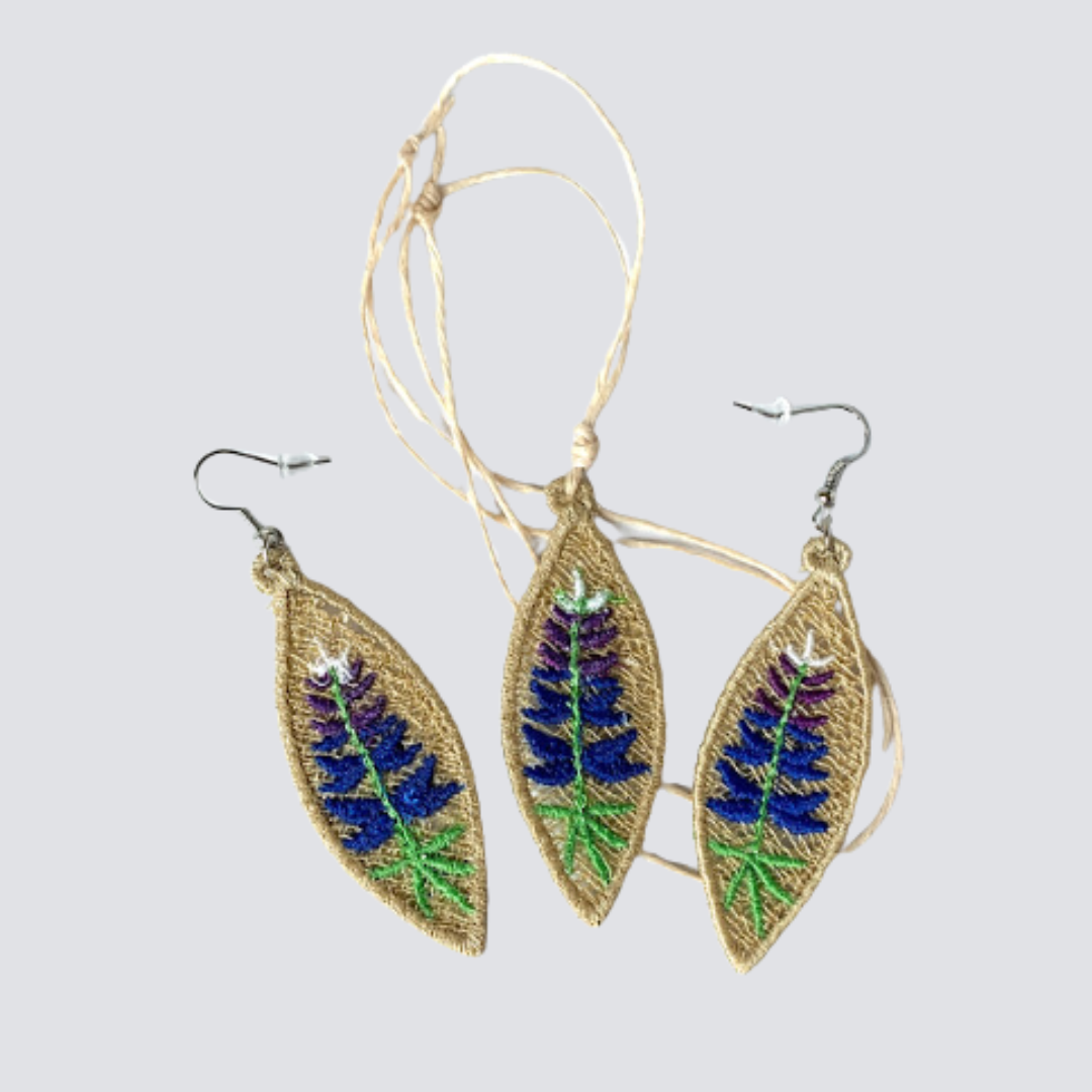 Bluebonnet Earrings and Necklace Set