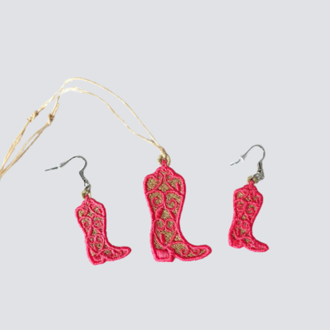 Cowgirl Boots Earrings and Necklace Set