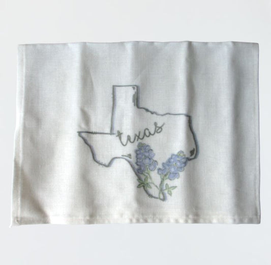 Tea Towel with Texas Embroidery